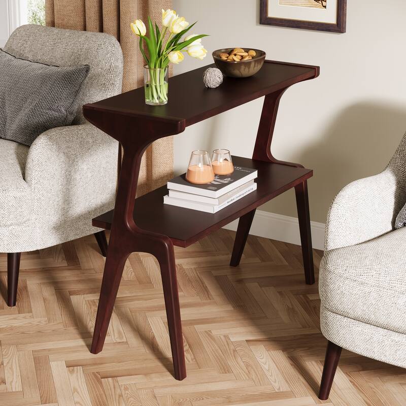 Narrow End Table for Living Room, 2-Tier Slim Sofa Side Table