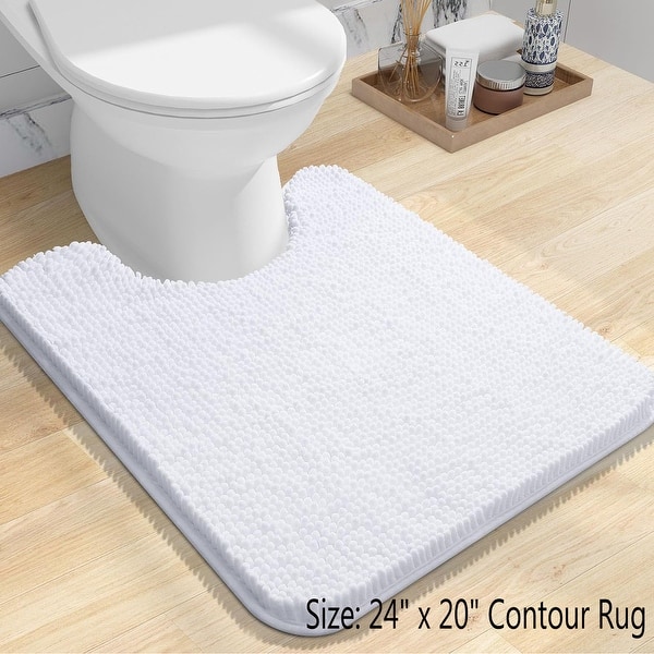 Better Trends 5 Piece Bathroom Rug Set 100% Polyester Bath Rug, Water Absorbent Non-Slip Bath Mat Machine Washable Micro Plush Collection - Charcoal