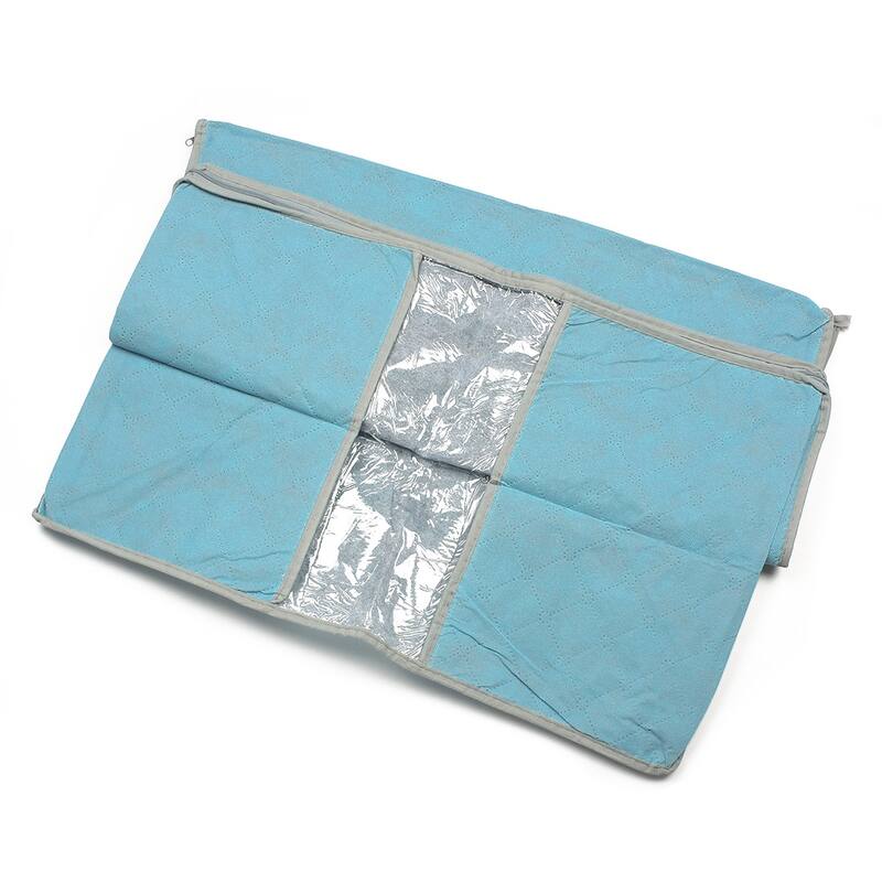 Bamboo Charcoal Zippered Handles Cloths Quilt Bedding Storage Bag Case - 22.8" x 16.1" x 13.8"(L*W*H)