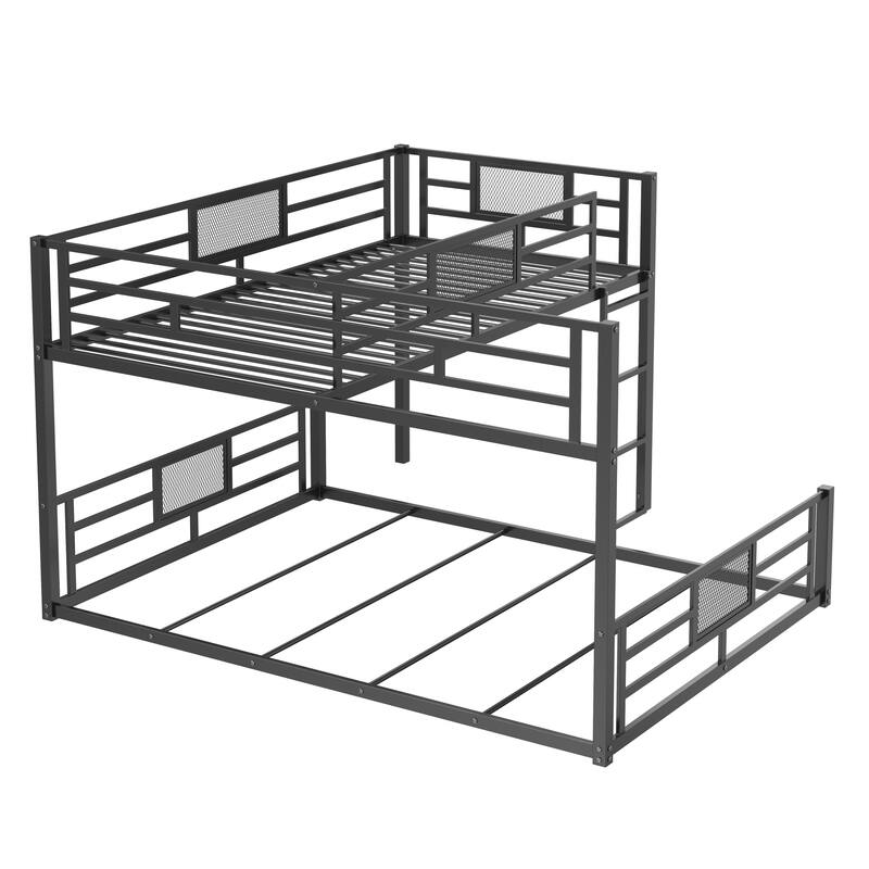 L-Shaped Metal Twin Over Full Floor Bunk Bed Frame