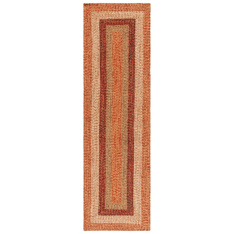 SAFAVIEH Handmade Braided Ecenur Indoor/Outdoor Machine Washable Rug - 2'3" x 8' Runner - Rust/Red