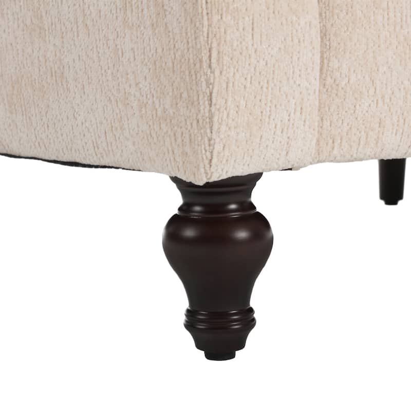 Chenille Fabric Loveseat Sofa, 2-Seater Sofa Couch with Extra Deep Seats, Upholstered Lounge Sofa with Wood Legs