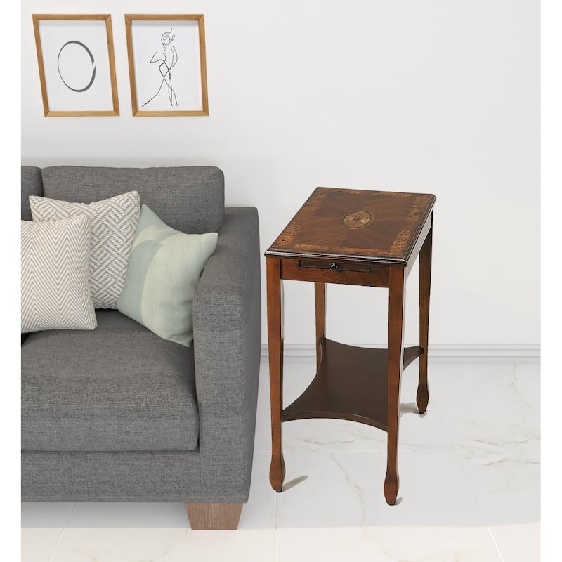 HomeRoots 25" Medium Brown Manufactured Wood Rectangular End Table With Shelf - 27