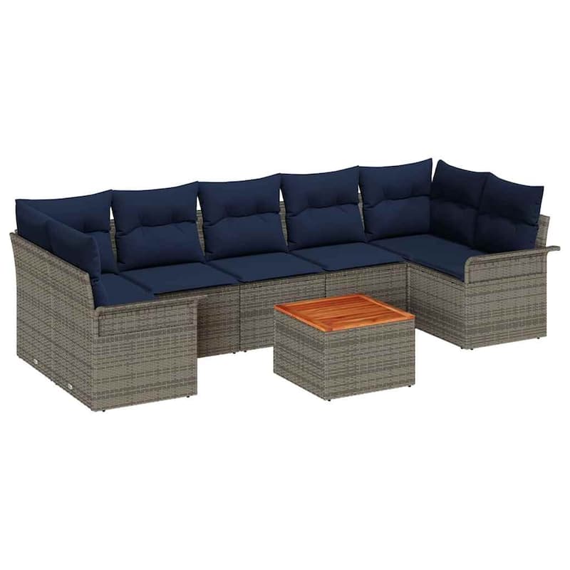 vidaXL 8 Piece Garden Sofa Set with Cushions - 113.8×52.2×27.2