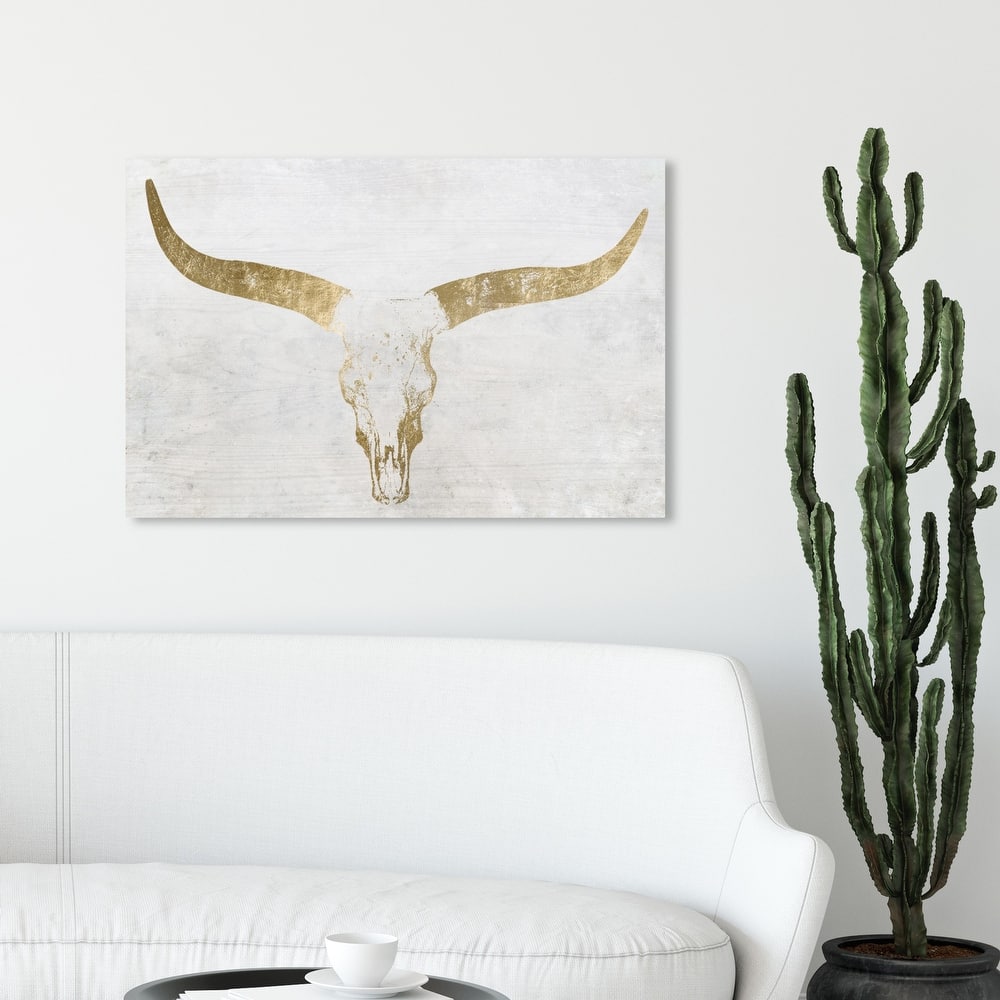 Wynwood Studio 'Evening Desert Skull Sand' Animals Wall Art Canvas Print Farm Animals - Gold, White