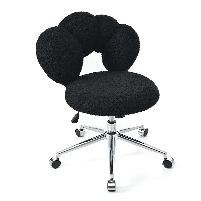 360°Ergonomic Height Adjustable Teddy Fabric Swivel Home Office Chair