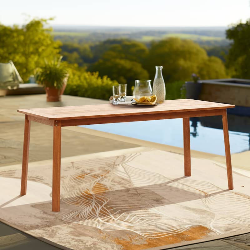 6-Person 70.5" Wide Outdoor Wooden Rectangular Dining Table