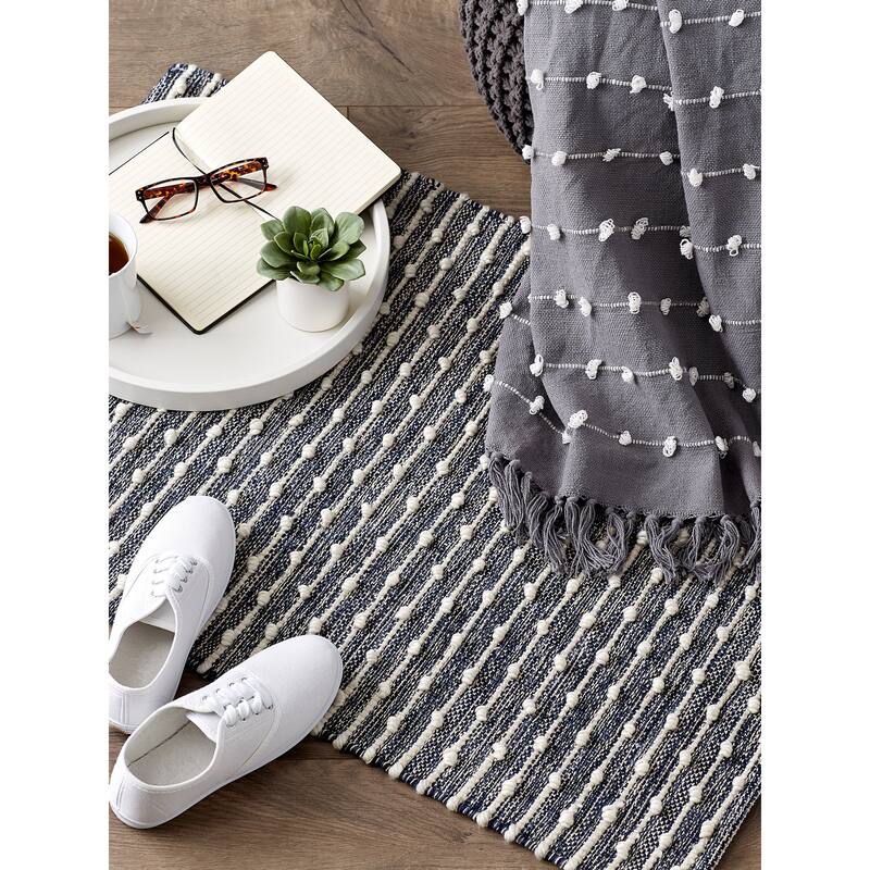 DII French Blue Recycled Cotton Loop Rug - 2x3