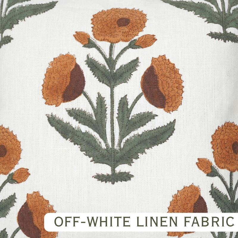 Fabdivine Heavy Linen Floral Ruffled Both Side Cushion Cover Home Décor Accent