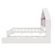 preview thumbnail 9 of 7, White+Pink Full Size Wood House-Shaped Bed with Bookcase Headboard and Led Light and Trundle for Kids Boys Girls
