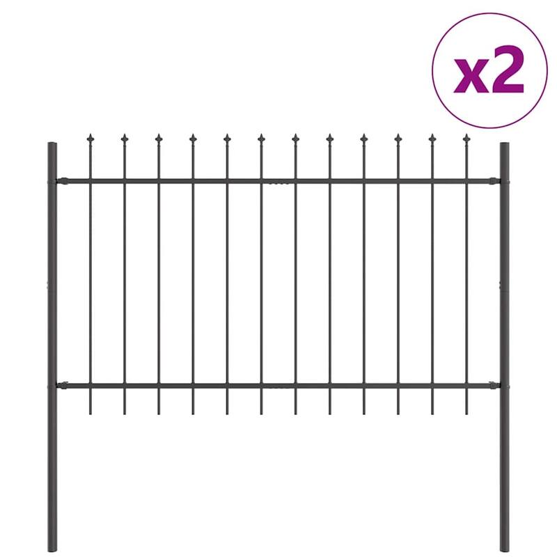 vidaXL Garden Fence Gray Powder-coated steel