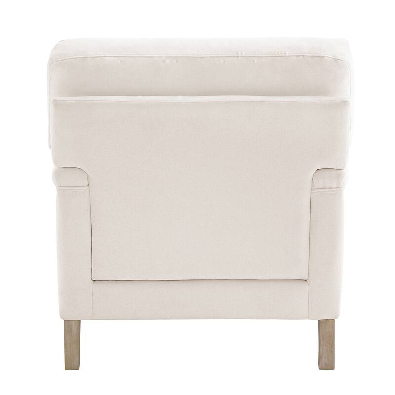 Upholstered Accent Chair with Solid Wood Legs and Pillow for Living Room Seating