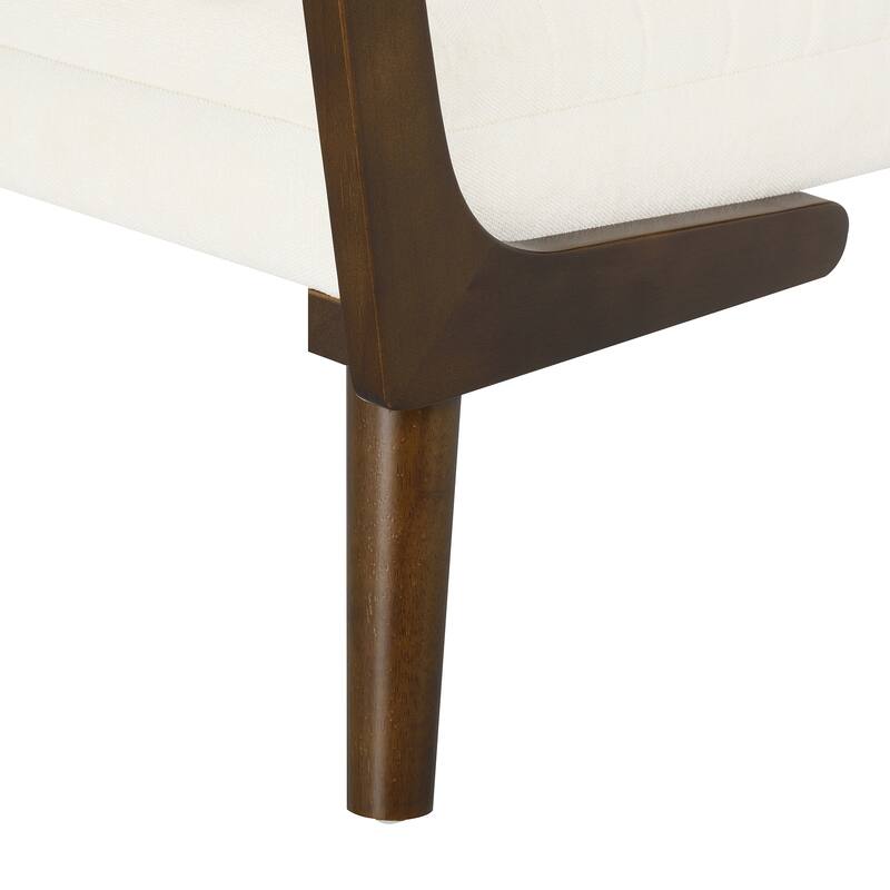 52" Mid Century Bench with Walnut Wood Leg,Channeled Upholstered Footrest Stool for Kitchen, Living Room, Bedroom, Entryway