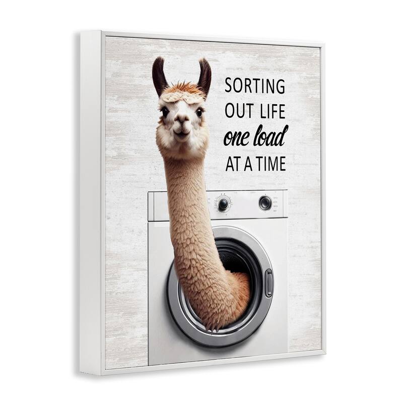 Stupell One Load At A Time Llama Framed Giclee Art Design By Lettered and Lined