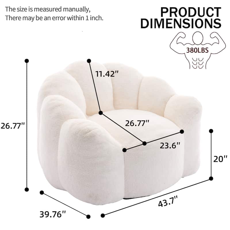 Lotus Type Compression Lazy Sofa Oversized Bean Bag Sofa Accent Chair for Adults with Pull Strap and Non-slip Base, Easily Moved