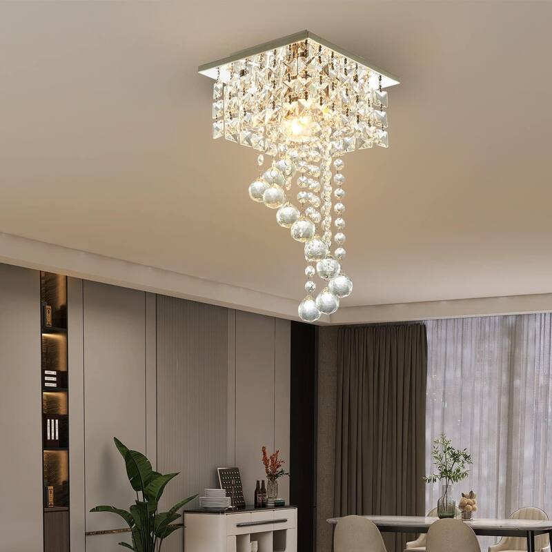 7.9'' Finktonglan Mini Crystal Chandelier for Hallway Bedroom (E26) - White