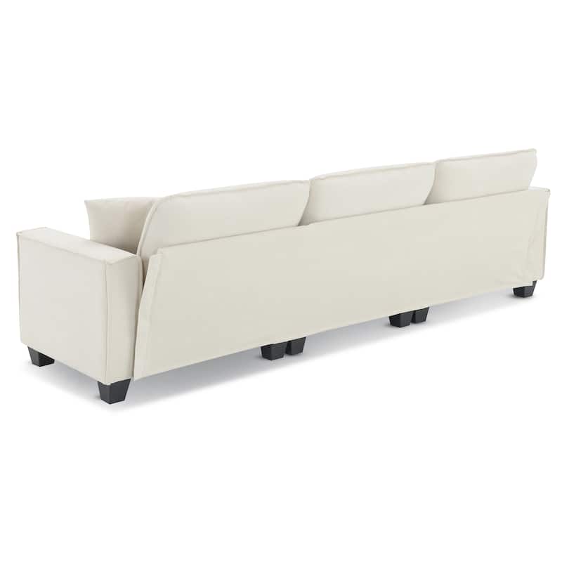 100" L-Shaped Convertible 4 Seater Sectional Sofa with Removable Ottoman and Matching Pillows, Perfect for Living Room
