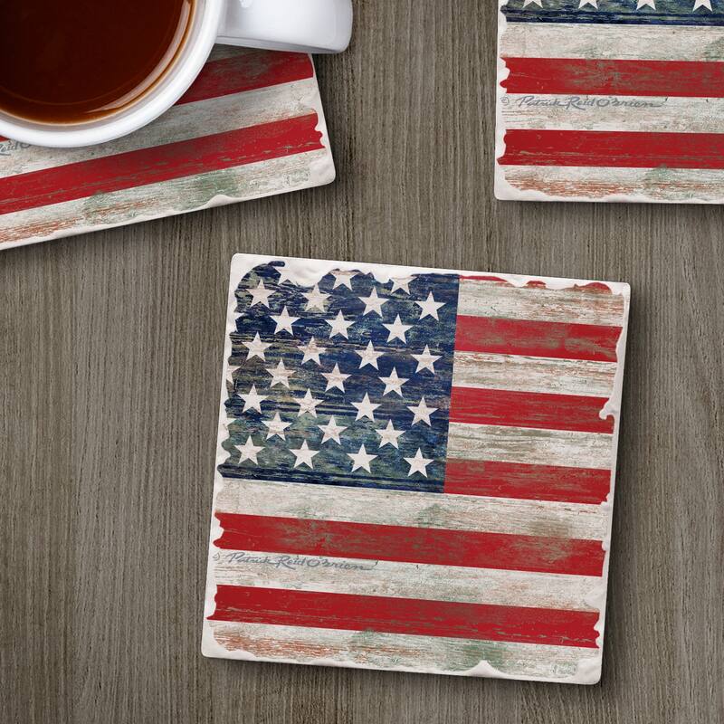 Counterart Absorbent Stone Coasters - Americana - Set of 4 - 4x4x1.174