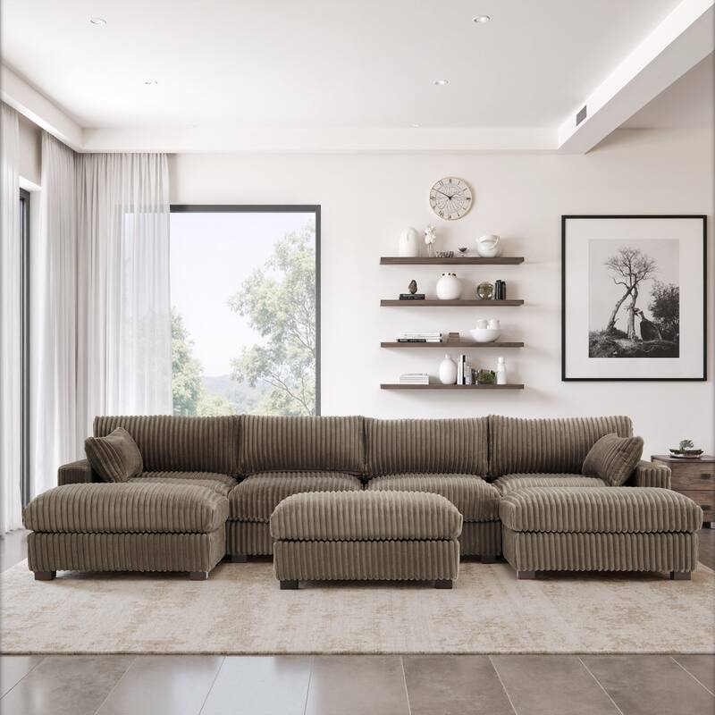 6-Piece 118.4"W Plush Oversized Modular Sectional Sofa Set