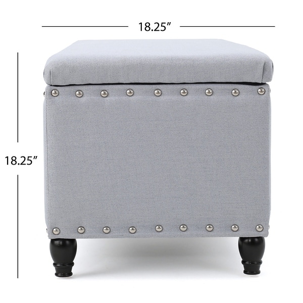 dimension image slide 0 of 10, Tatiana Contemporary Fabric Storage Ottoman with Nailhead Trim by Christopher Knight Home