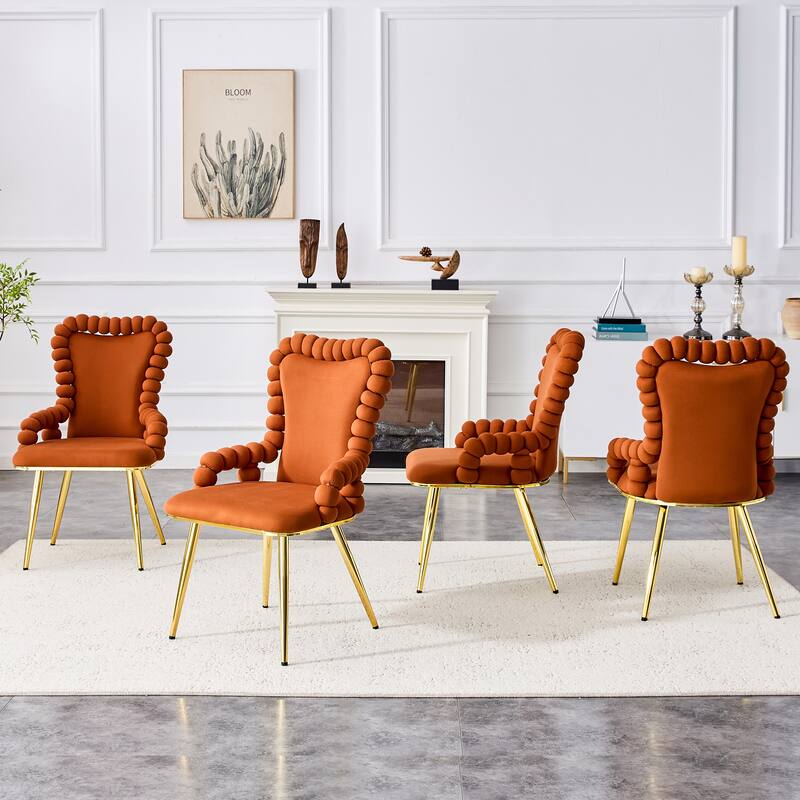 Dining Chairs Set of 2, Upholstered Dining Room Chairs with Metal Legs, Velvet Kitchen Chairs, Accent Chairs for Living Room
