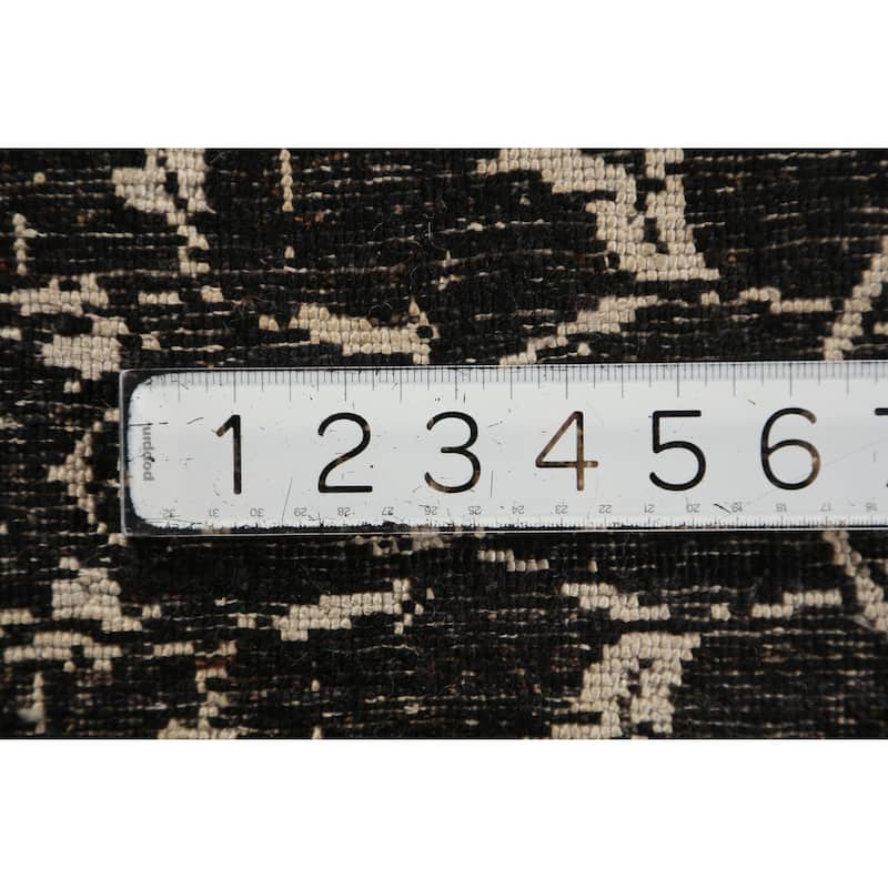 Black Art Craft Oriental Area Rug Handmade Wool And Silk Carpet - 9'0"x 12'7"