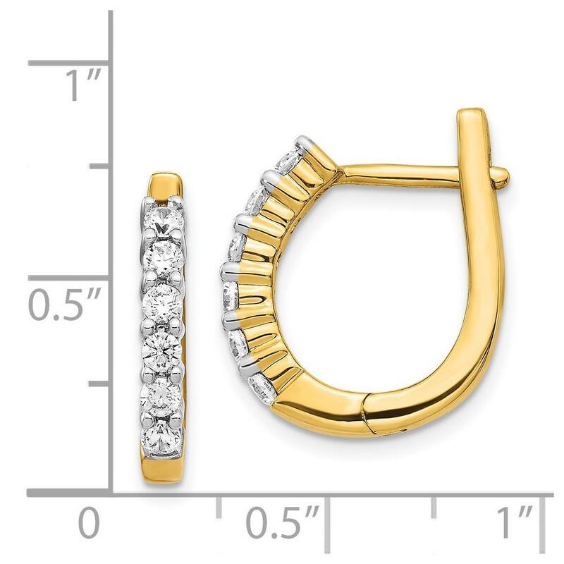 Curata 14k Diamond Hinged Hoop Earrings - 19x16mm Wide 2mm Thick