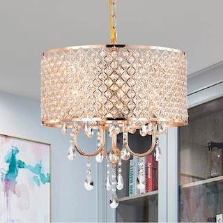 Lucilia 18  Inch Modern-Glam Style Gold Polished Finish Pendant Crystal Lighted Chandelier 4-Light - N/A