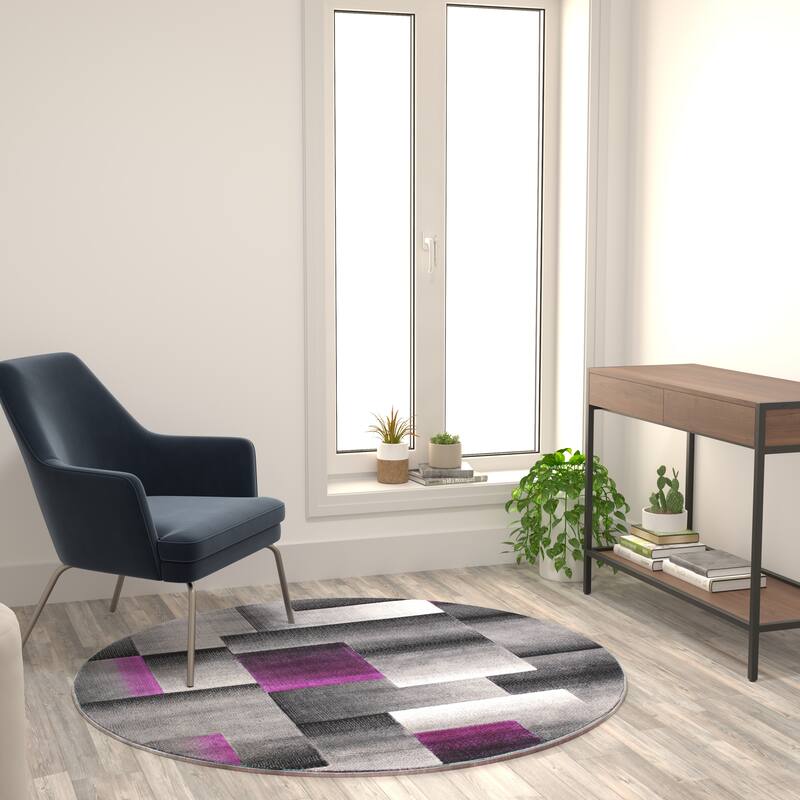 Modern Geometric Style Color Blocked Indoor Area Rug