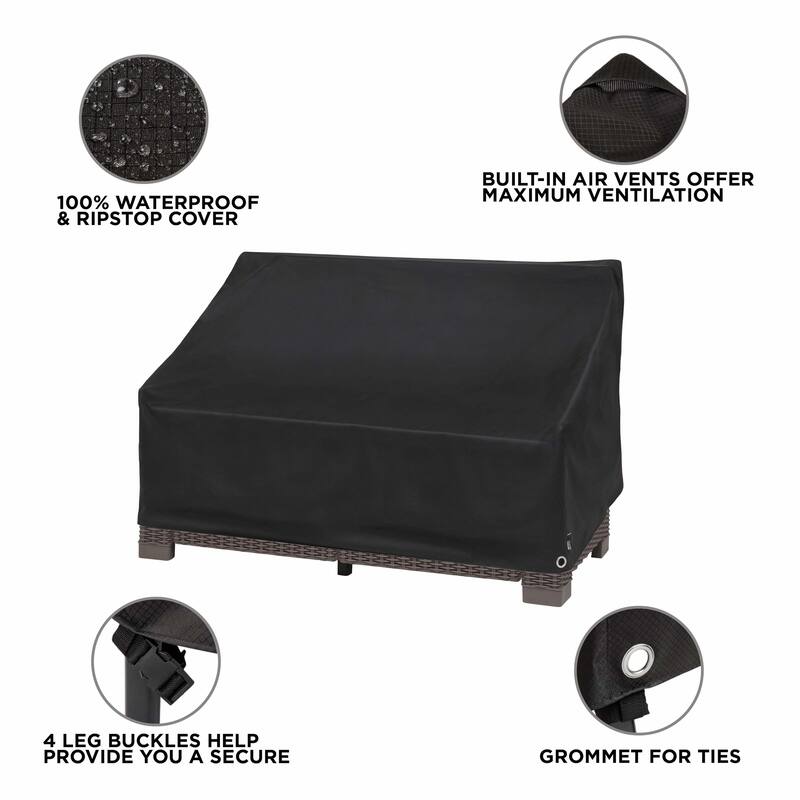 Modern Leisure® Garrison Black Diamond Patio Loveseat Cover, Waterproof, 82.5"L x 38"W x 38.25"H, Black