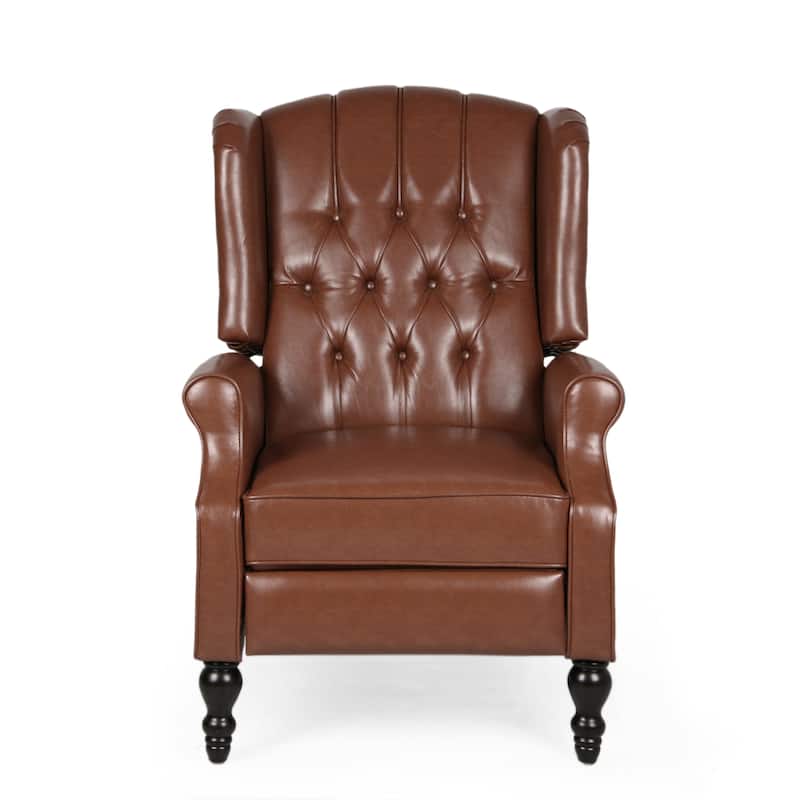 Walter Brown Bonded Leather Recliner Club Chair by Christopher Knight Home - Cognac Brown + Dark Brown