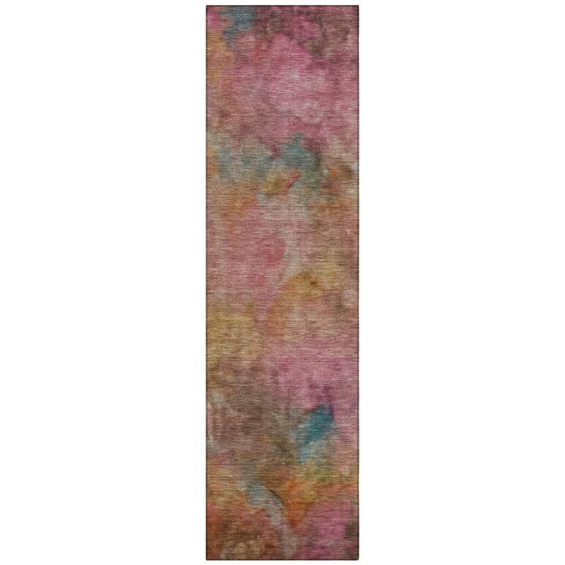 Machine Washable Indoor/ Outdoor Abstract Contemporary Chantille Rug