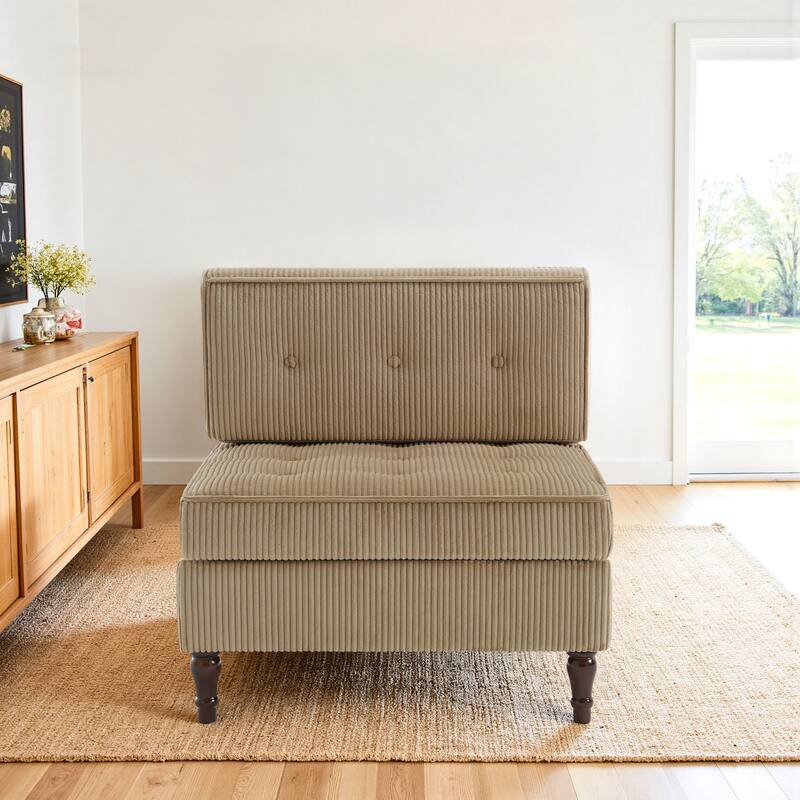32.57" W Upholstered Corduroy Armless Accent Chair