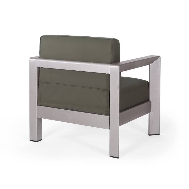 Aviara Outdoor 4-Seater Aluminum Chat Set with Fire Pit and Tank Holder by Christopher Knight Home