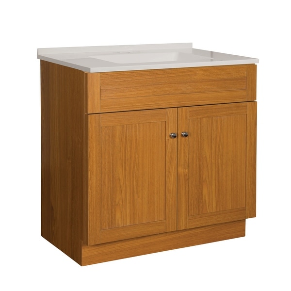 Foremost DNVT3018 Dennison 31" Free Standing Single Basin Vanity Set with Wood Cabinet, Stone Composite Vanity Top and