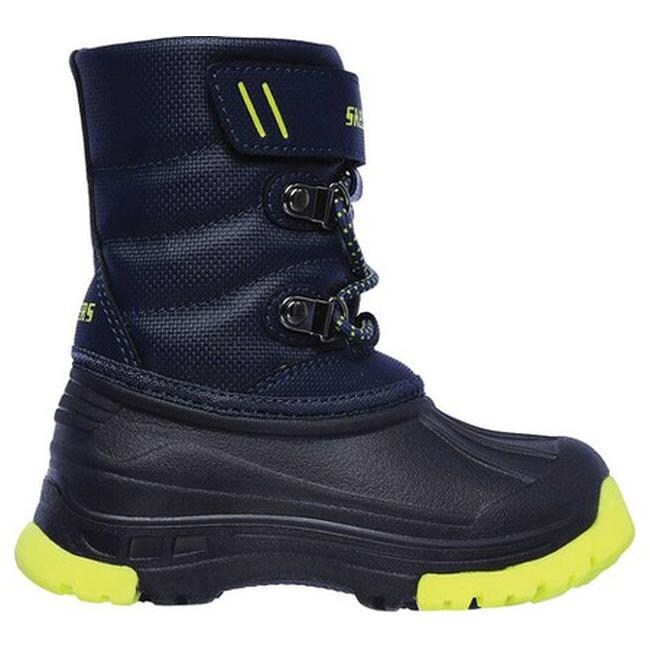 Shop Skechers Boys Snow Slopes Winter Boot Navy Lime Overstock