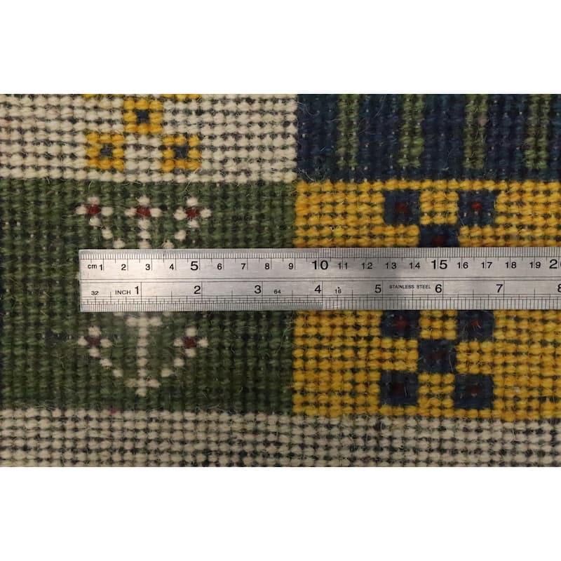 Hand Knotted Oriental 100% Wool Carpet Tribal Geometric Multi-Colored Gabbeh Area Rug - 3' 1'' X 2' 0''