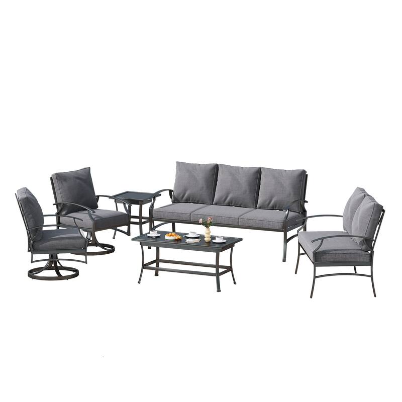 DREAMSIDEA Outdoor Metal Swivel Furniture Patio Conversation Set