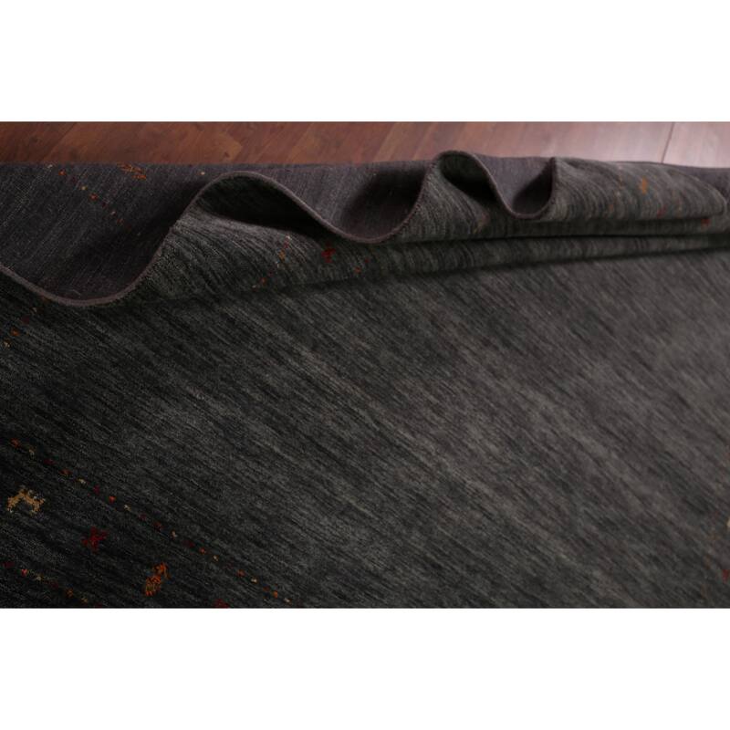 Tribal Gabbeh Indian Area Rug Handmade Grey Wool Carpet - 8'4" x 9'9"