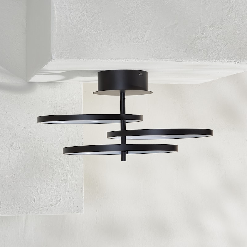 SAFAVIEH Hirona Led 21-inch Flush Mount - 21 In. W x 21 In. D x 11 In. H - Matte Black - 21Wx21Dx11H