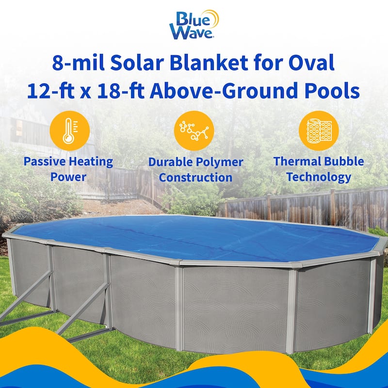 Blue Wave 8-mil Solar Blanket for Oval Above-Ground Pools - Blue