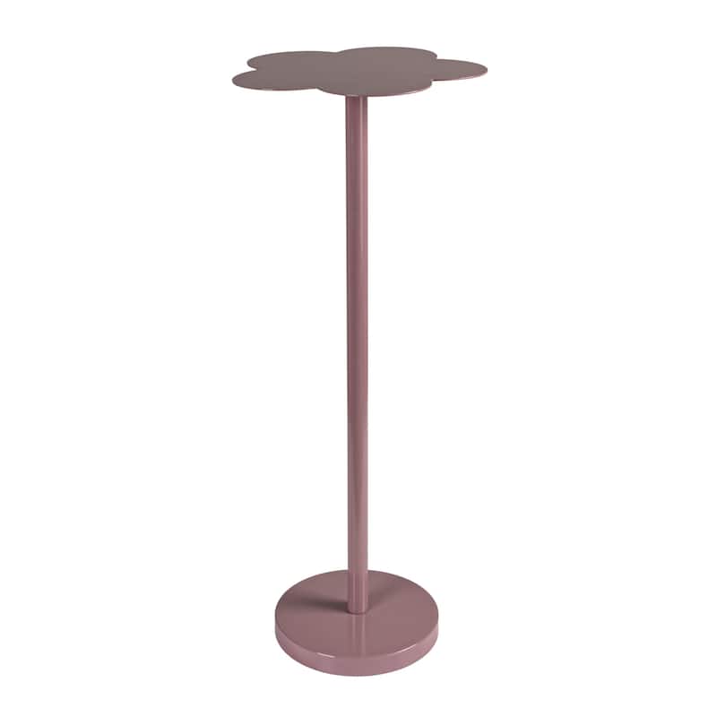 Metal Flower Shaped Martini Table, Lavender Color - 11.0"L x 10.6"W x 28.0"H