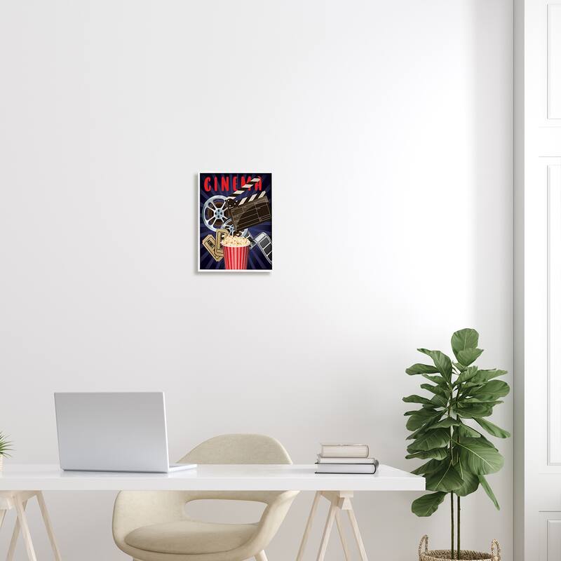 Stupell Cinema Movie Reel Popcorn Entertainment Sign Framed Wall Art, Design by Yvonne Coleman Burney