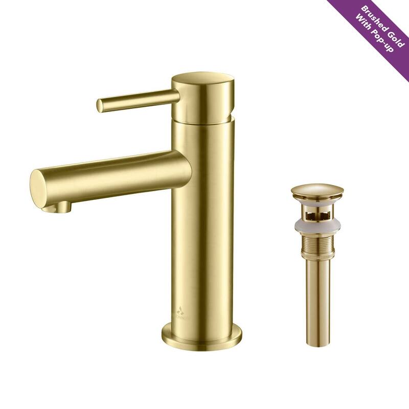 Solid Brass Leed Free Single Handle Bathroom Faucet - Brush Gold w/Pop-Up