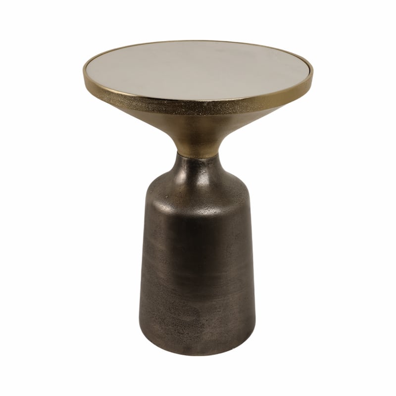 Metal Geometric Base End Table Marble Top - Green, 20 in. - 15" x 15" x 20"