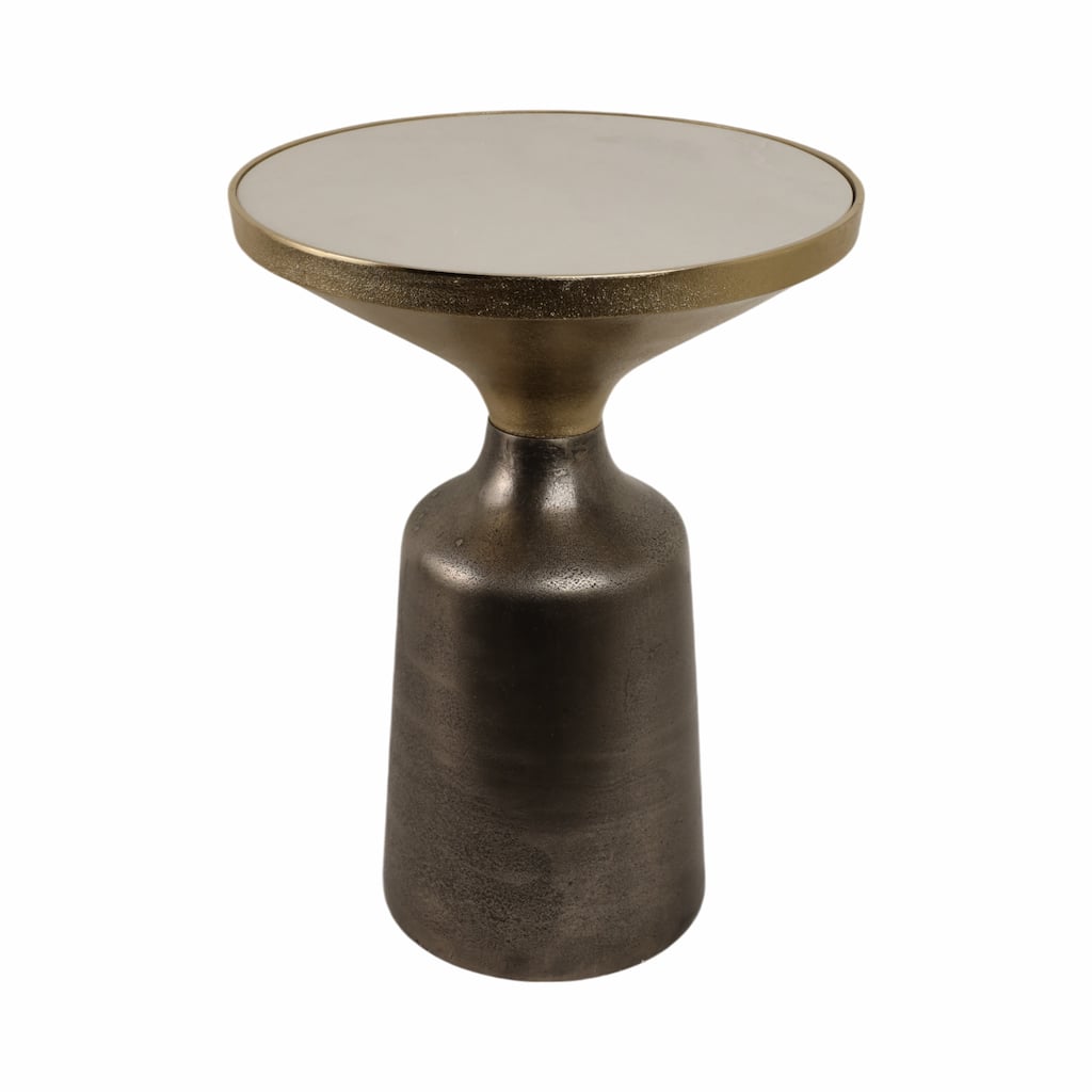 Metal Geometric Base End Table Marble Top - Green, 20 in. - 15" x 15" x 20"