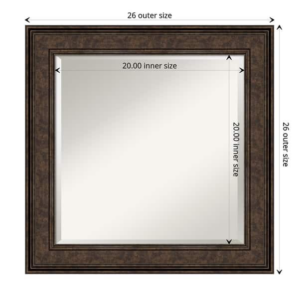 dimension image slide 2 of 6, Beveled Bathroom Wall Mirror - Ridge Bronze Frame