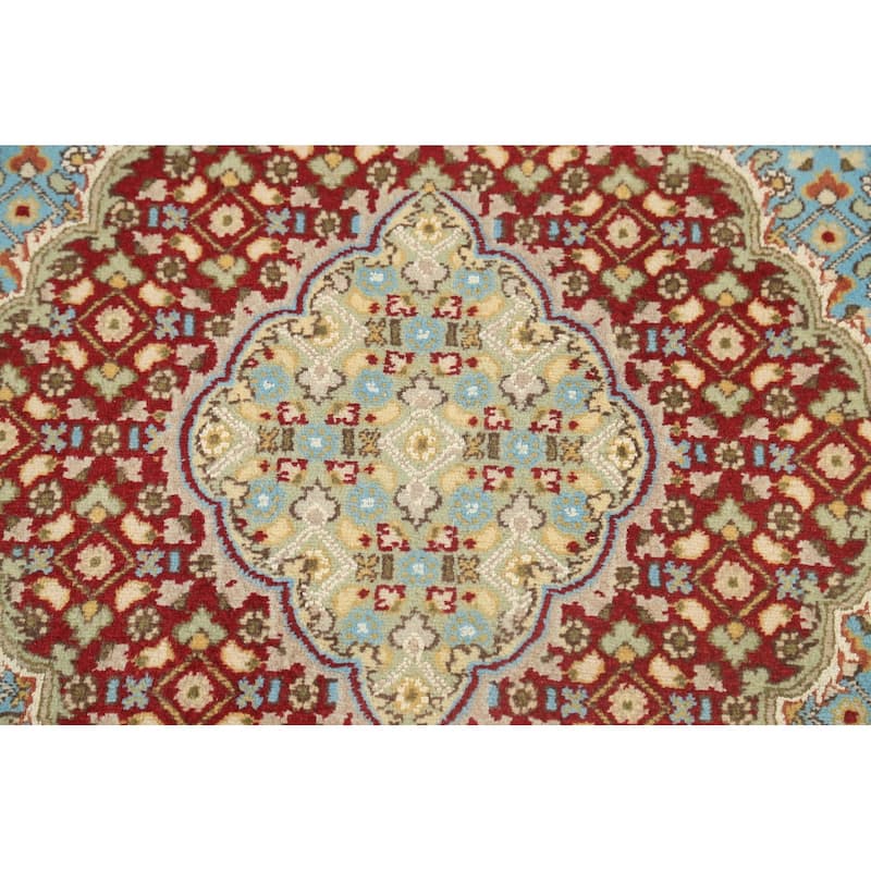 Wool/ Silk Vegetable Dye Tabriz Mahi Oriental Area Rug Handmade Carpet - 4'1" x 5'11"