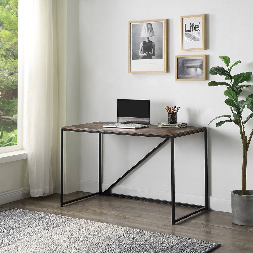 Industrial Style 46 Inch Home Office Desk , Solid Metal Desk Frame , X-Shaped Design Ensure Robust Stability