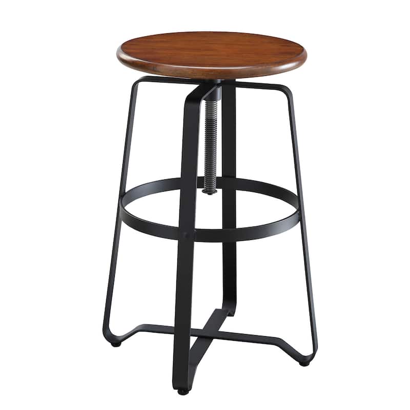HomeRoots 30" Chestnut Steel Swivel Backless Adjustable Height Bar Chair With Footrest - 14